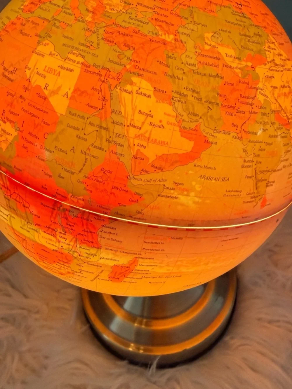 VTG Light-Up Globe World Map Lamp Vintage 80s 90s Home Decor‎ Works